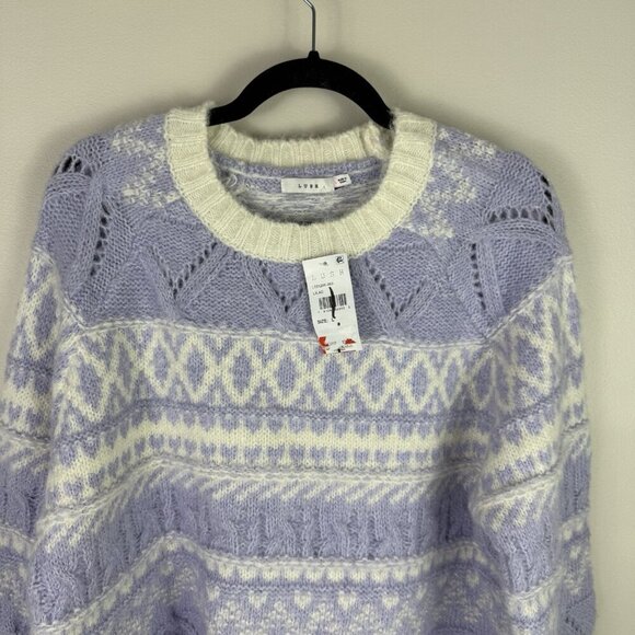 Lush Women's Purple Nordic Long Sleeves Crew Neck Pull Over Sweater Size L NWT - Picture 7 of 9